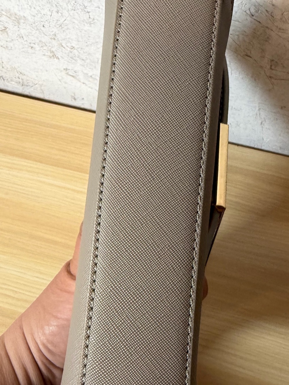 Dexmay Taupe Envelope Wristlet Clutch with Gold Accent - Picture 6 of 6